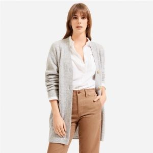Everlane oversized alpaca cardigan with pockets, size small, light gray